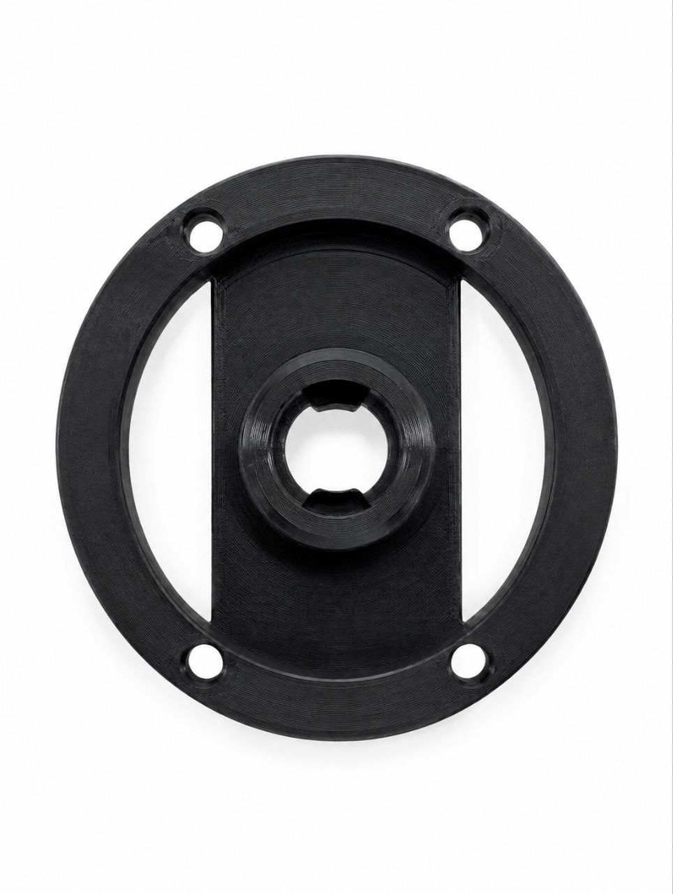 Black mounting plate with four installation holes